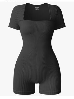 NWOT OQQ Women’s Ribbed Romper - Size Small - Black